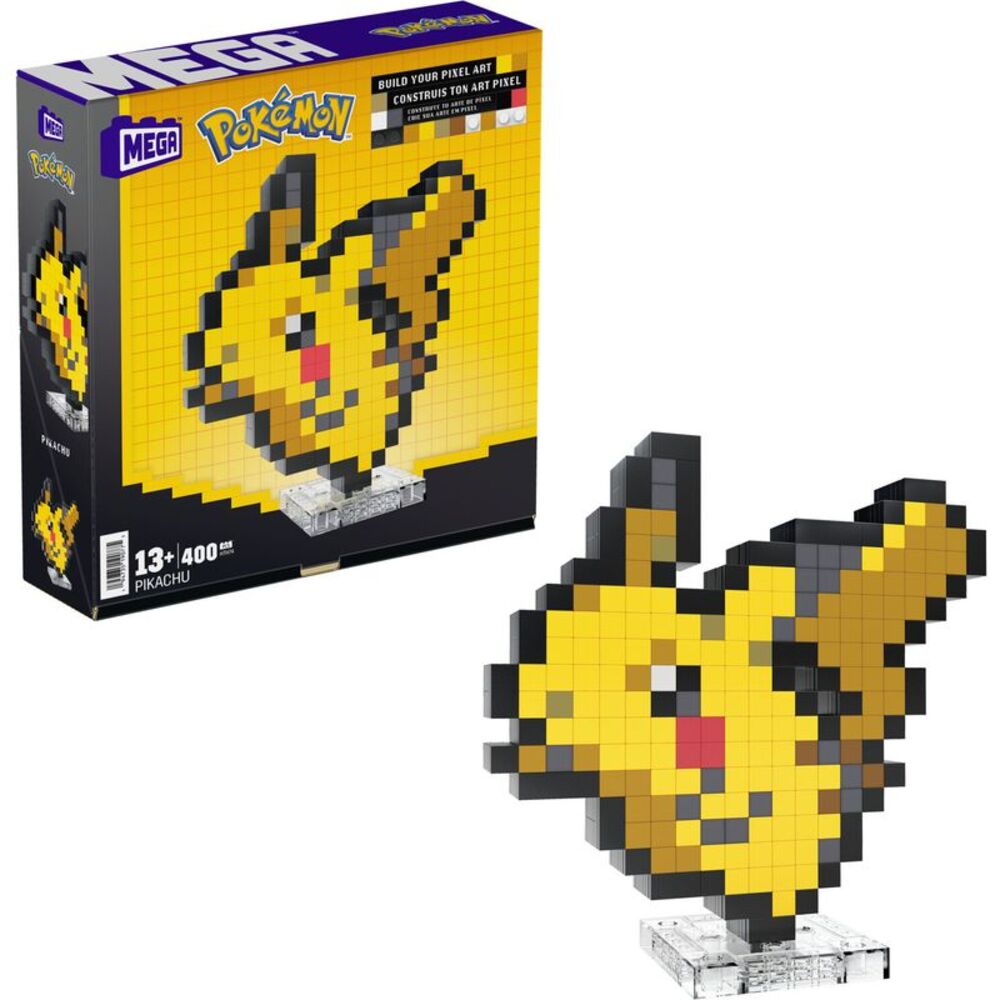 MEGA BLOKS Pokemon Pikachu, Pixel Art, 400 Piece Building Toy Set  COLLECTIBLES